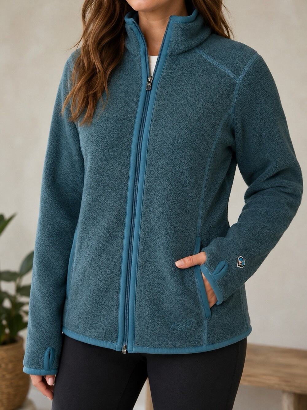 Kuhl Alpaca Fleece Jacket Blue Full Zipper and Thumbholes Women XS